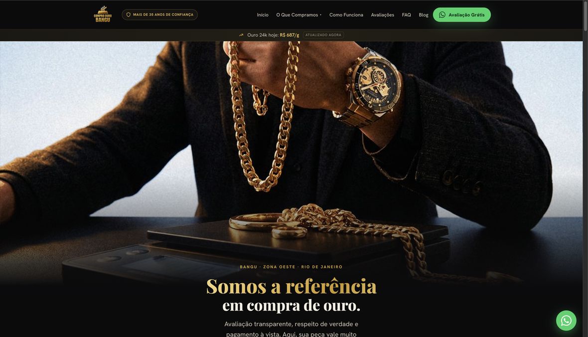 Site Compro Ouro Bangu em desktop