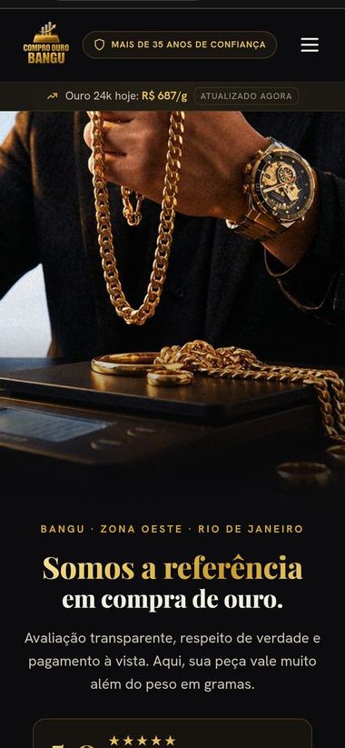 Site Compro Ouro Bangu em mobile